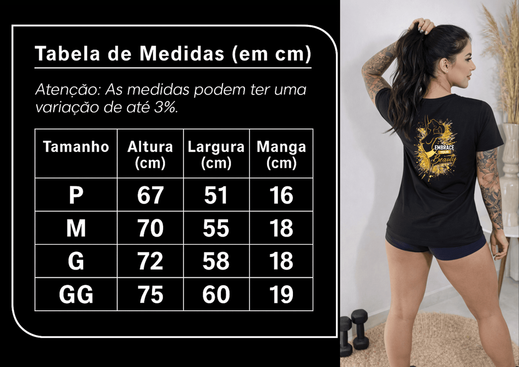 Camiseta Tradicional Manga Curta Glamour - Embrace Your Beauty