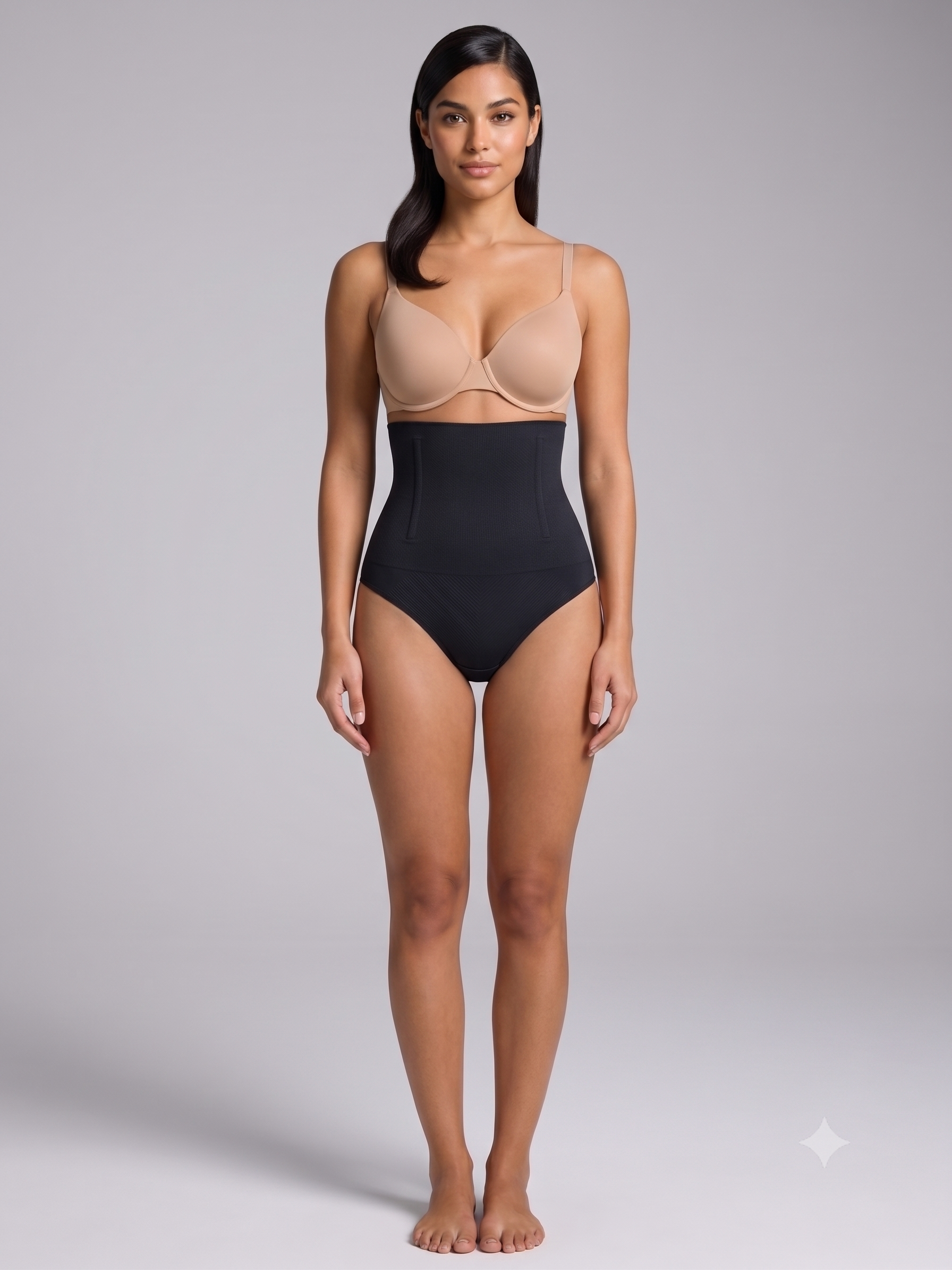 Calcinha Modeladora Segunda Pele com Barbatanas e Tecido Duplo
